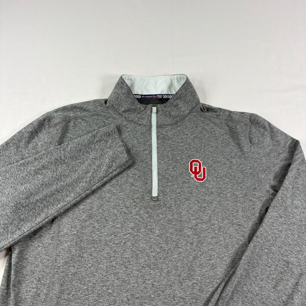 Oklahoma Sooners Sweatshirt Mens M‎ Gray Southern Tide 1/4 Zip Pullover NCAA